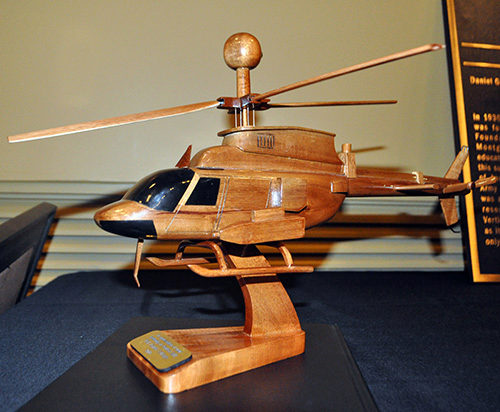 Hand-carved helicopter