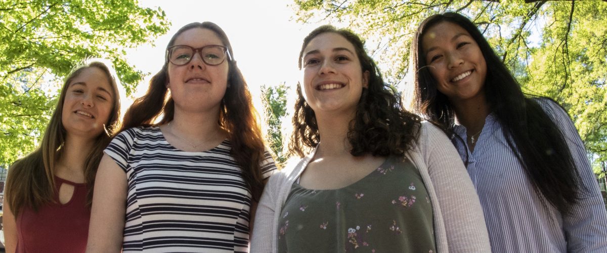 Four of the scholarship recipients: Erica Hulette, Emily Hale, Alexandra Matlack, and Jaqueline Tu