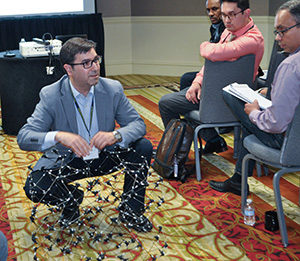 Prof. Rimoli shows tensegrity structure to attendees of the metastructures conference