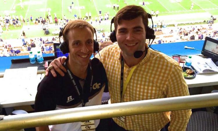 <p><strong>Jackets Color Analyst Sean Bedford</strong>, right, <em>is seen here with his colleague, <strong>Brandon Gaudin</strong>, The Voice of the Yellow Jackets</em></p>