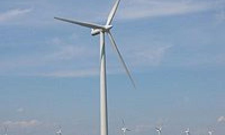 A wind farm in Aalborg, Denmark shows an array of current-generation wind turbines.  The ARPA-E project could help lower the cost of manufacturing and operating future wind turbines by using “circulation control” technology to reduce complexity of the