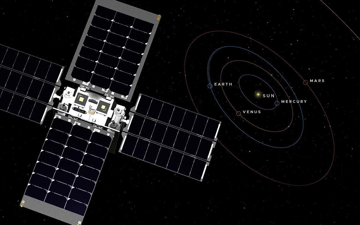 lunar flashlight,conceptual design of the Georgia Tech made cubesat in space. 
